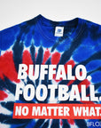 Red, White, and Blue Tie Dye Buffalo Football T-Shirt
