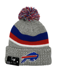 New Era Buffalo Bills Gray Striped Knit Pom Pom Winter Hat