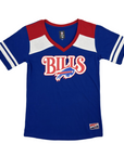 Women's New Era Bills Primary Logo With Shoulder Stripes V-Neck Shirt