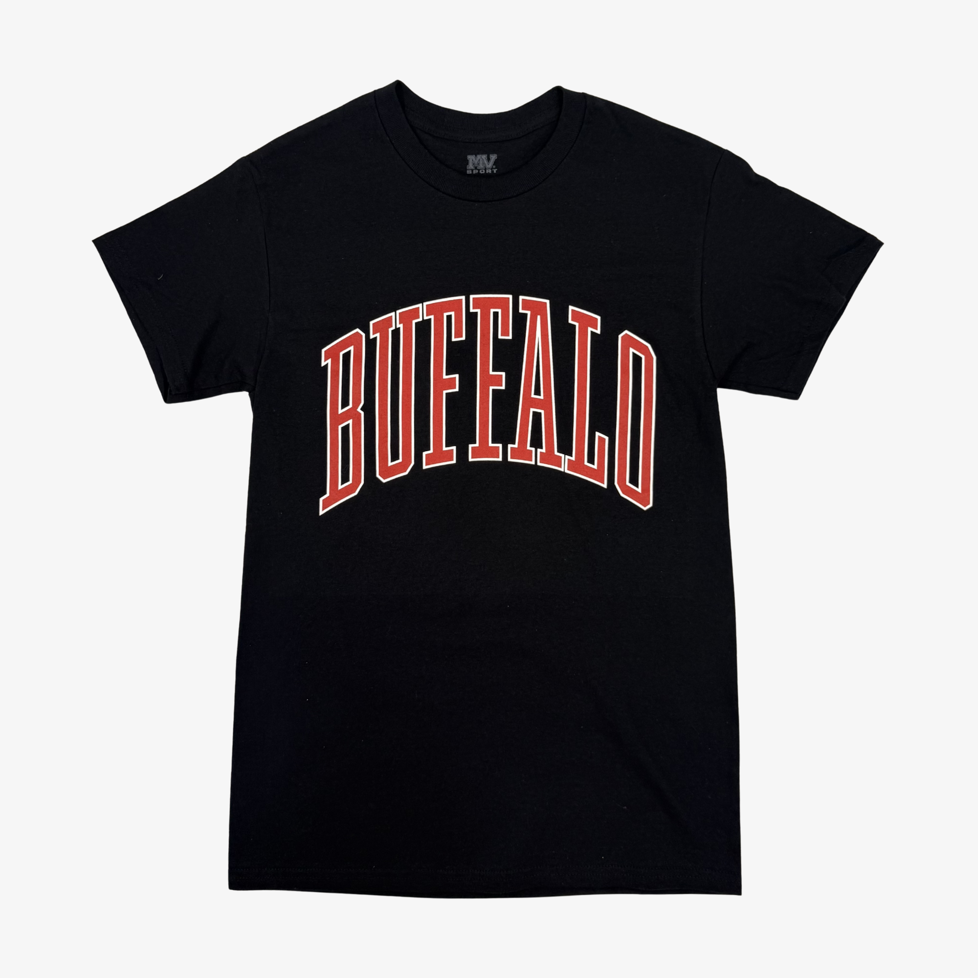 Buffalo Red Wordmark Black T-Shirt