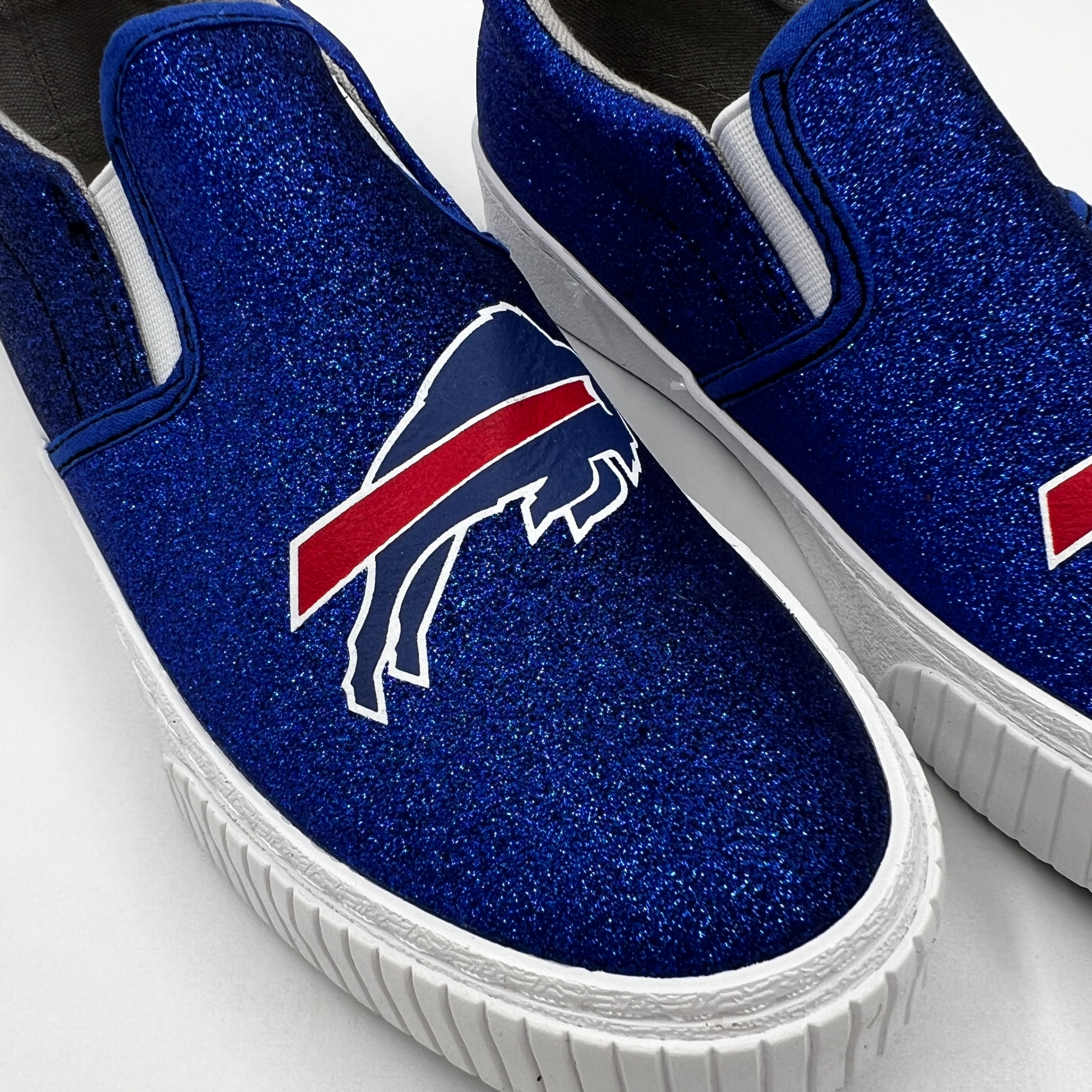 Women's Buffalo Bills Glitter Slip On Canvas Shoes | The BFLO Store Women's Buffalo Bills Glitter Slip On Canvas Shoes | The BFLO Store