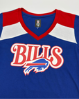 Women's New Era Bills Primary Logo With Shoulder Stripes V-Neck Shirt