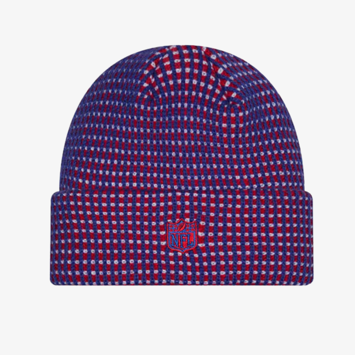 New Era Buffalo Bills 2026 Sideline Cold Weather Royal Blue &amp; Red Waffle Knit Cuffed Hat