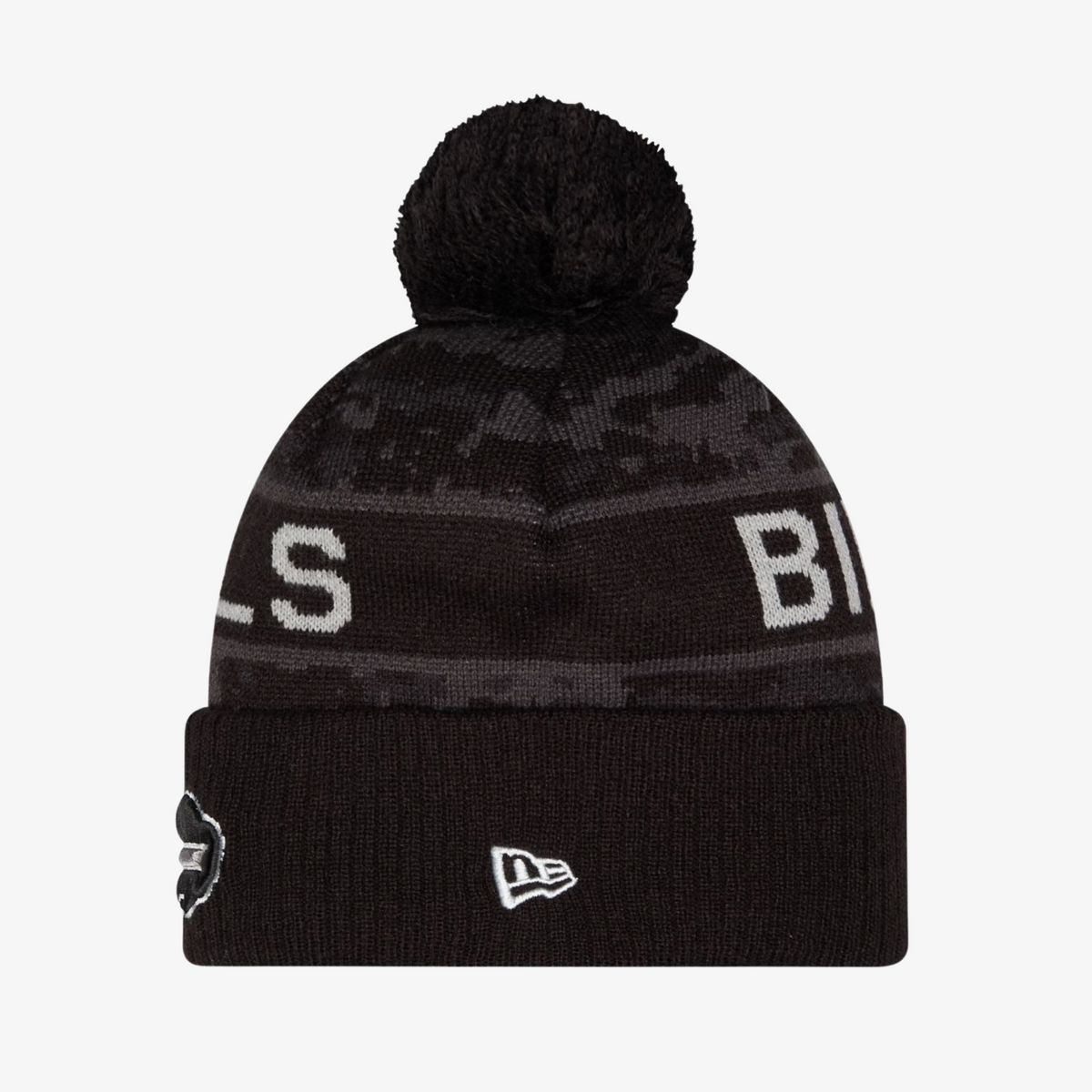 New Era Buffalo Bills Salute to Service Black &amp; Gray Cuffed Pom Knit Hat