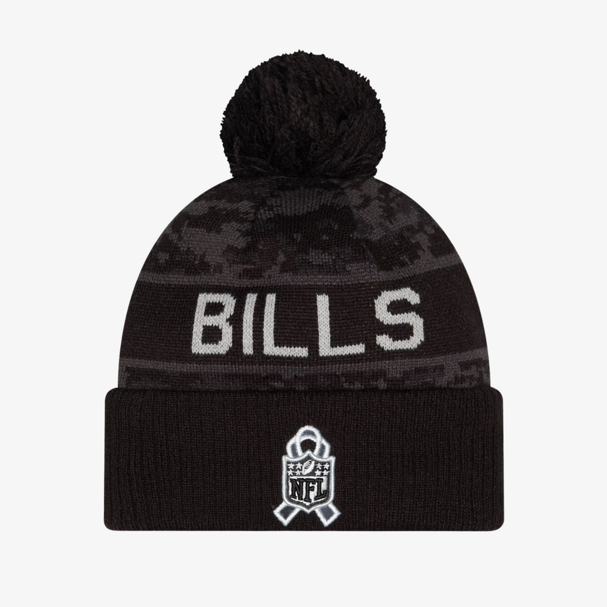 New Era Buffalo Bills Salute to Service Black &amp; Gray Cuffed Pom Knit Hat