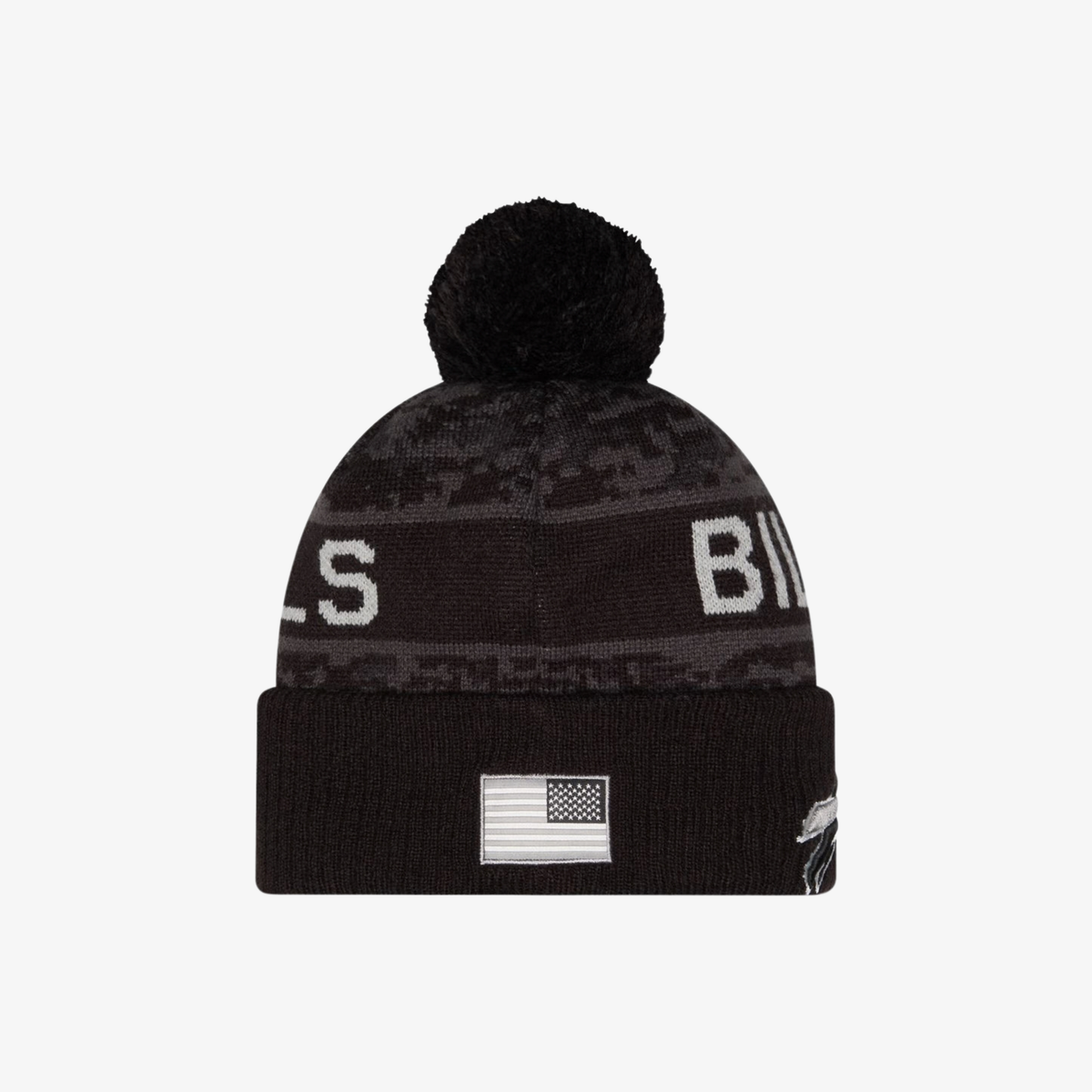 New Era Buffalo Bills Salute to Service Black &amp; Gray Cuffed Pom Knit Hat