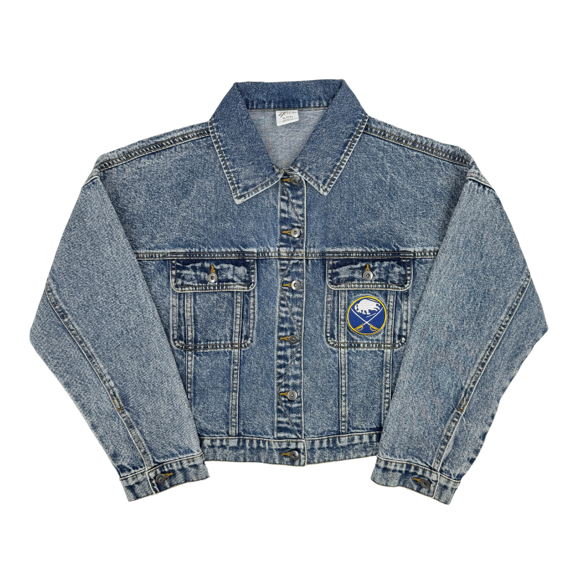 Women's Buffalo Sabres 4 Her Blue Denim Cropped Jacket