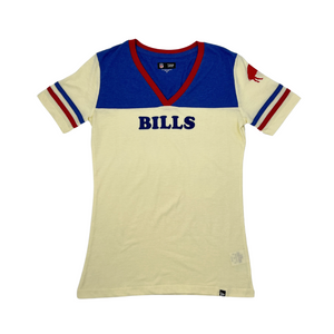 Women's New Era Buffalo Bills Blue & Cream Vintage V-Neck T-Shirt