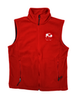 red fleece vest with white embroidered buffalo and white eagle polish symbol in left chest corner