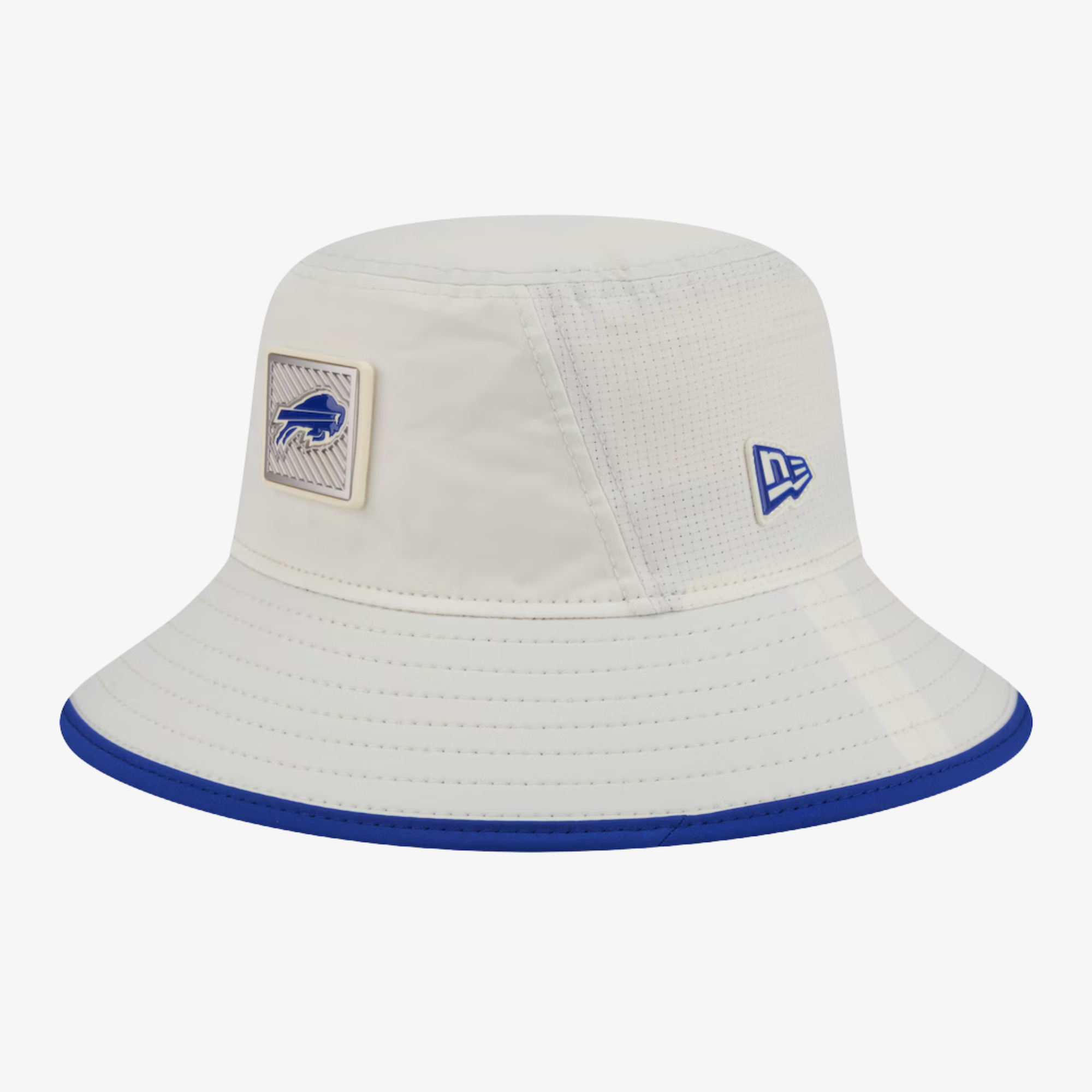 New Era Bills 2026 Training Camp White Short Blue Brim Bucket Hat
