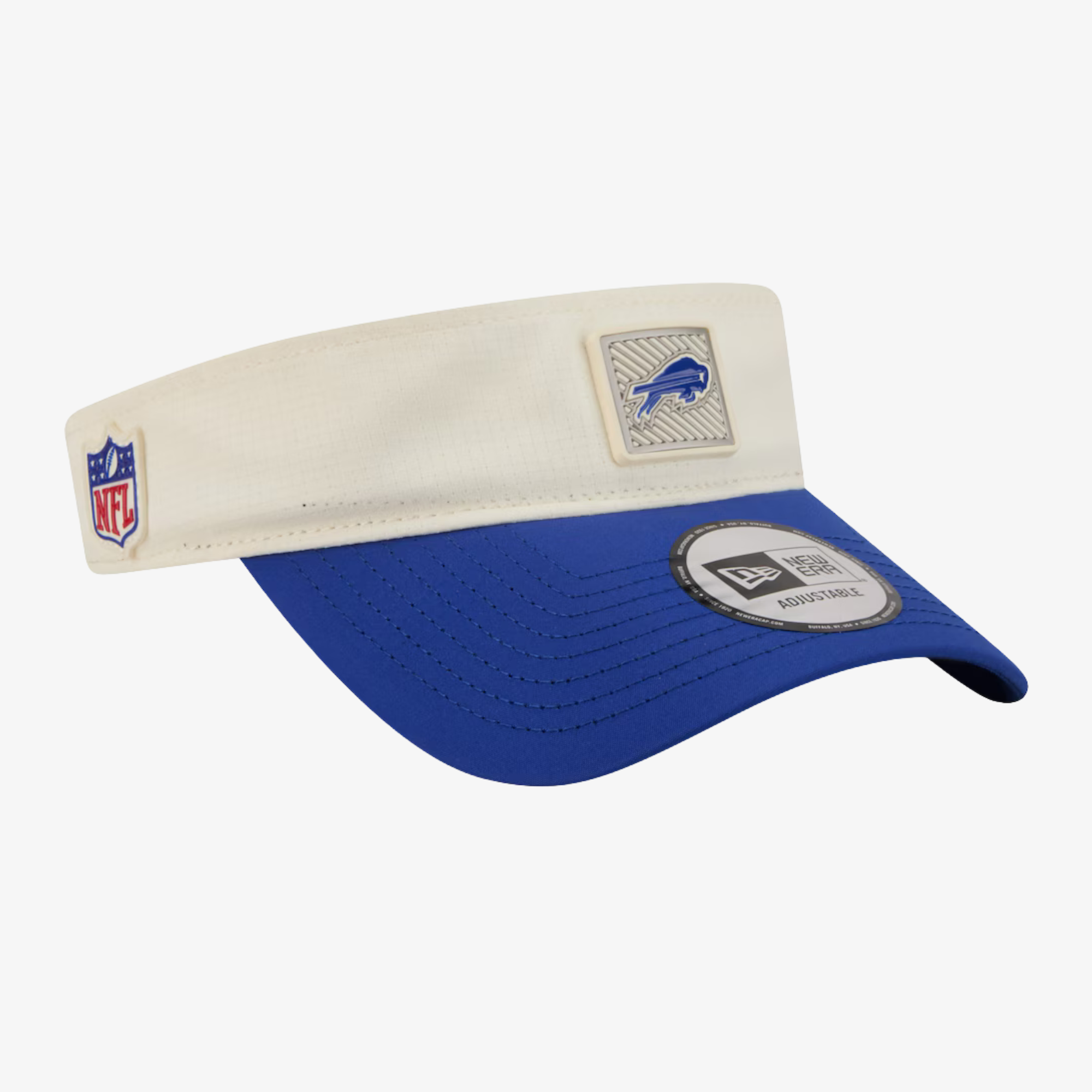 New Era Bills 2026 Training Camp White with Blue Brim Sun Visor