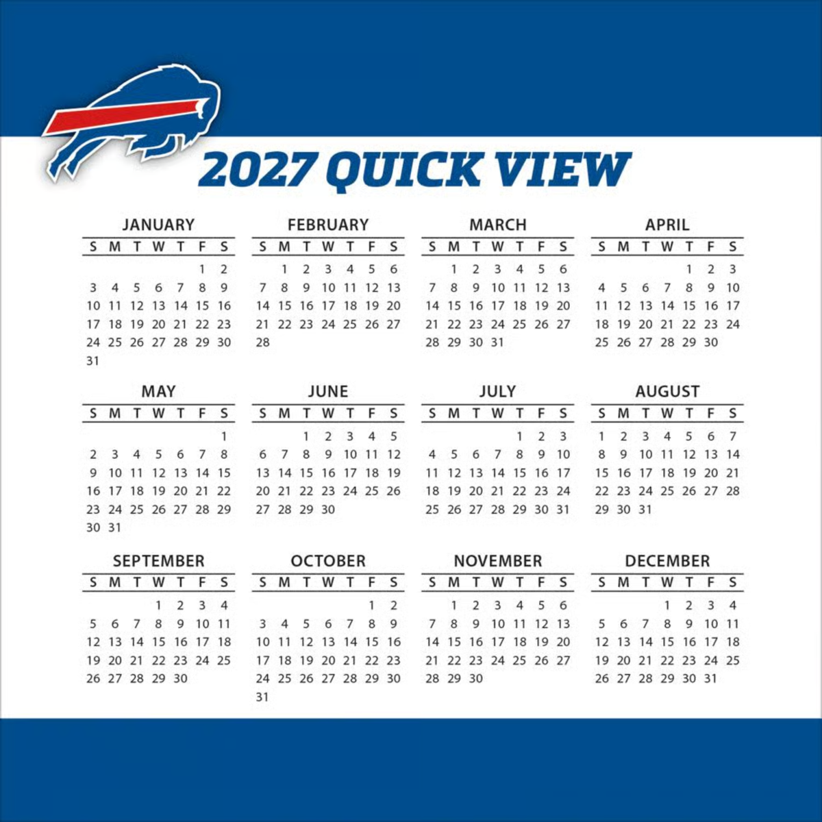 Buffalo Bills 2027 Daily Sports Desk Calendar