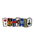 Buffalo wordmark With football, hockey, chicken wings, snowflake, bison, and heart Icons Magnet