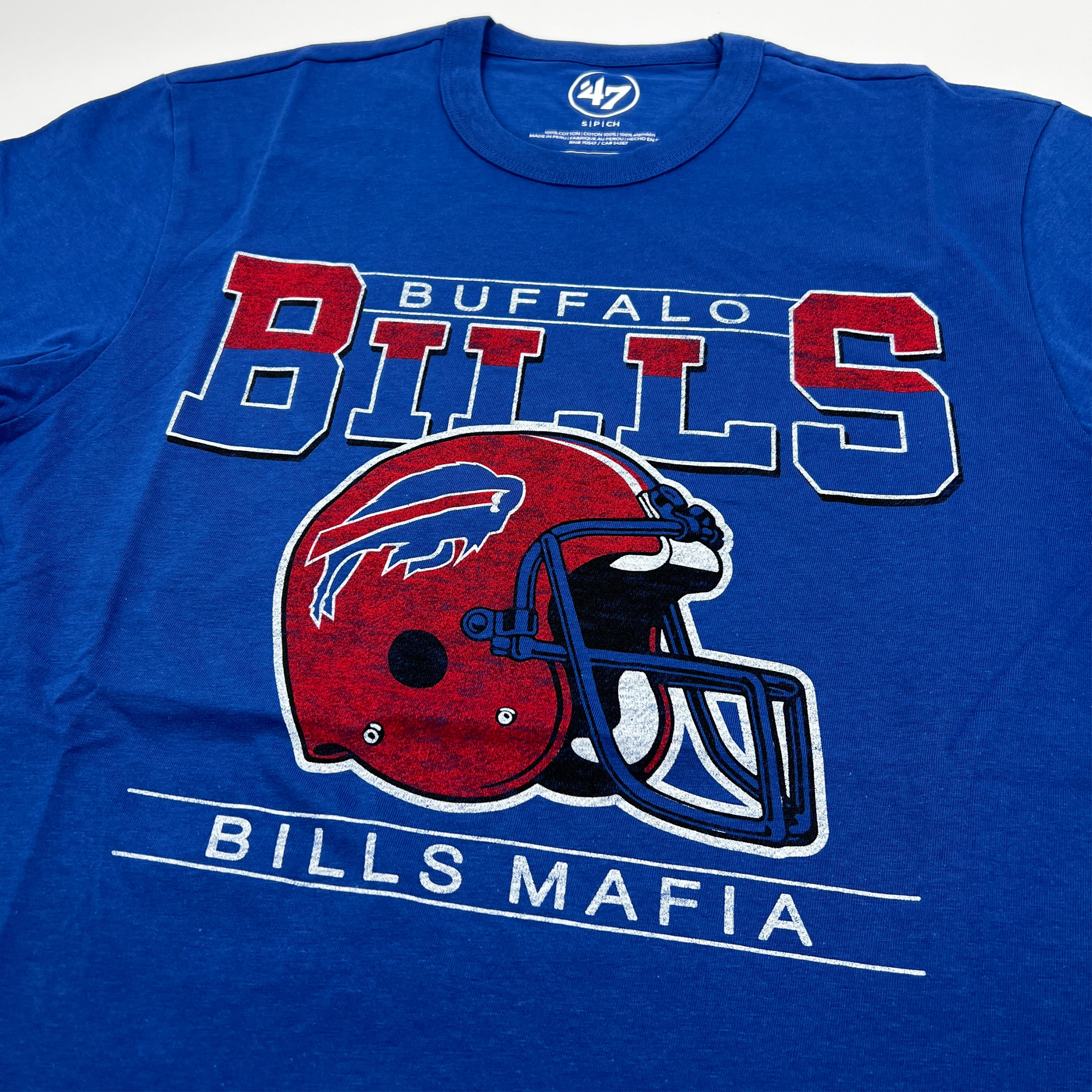 &#39;47 Brand Buffalo Bills With Red Helmet Jetty Blue T-Shirt