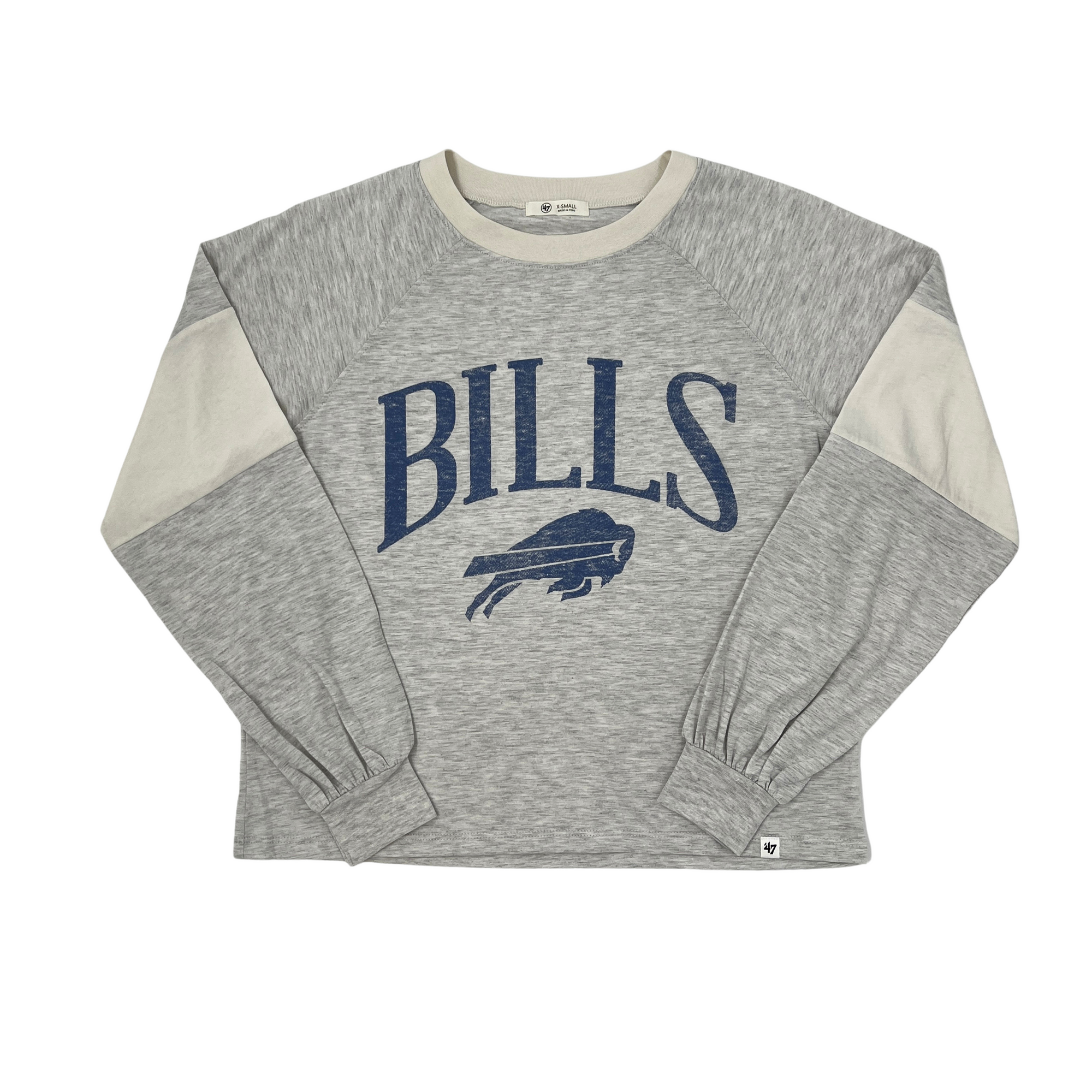 Women&#39;s &#39;47 Brand Bills Cropped Gray with Blue Logo Long Sleeve