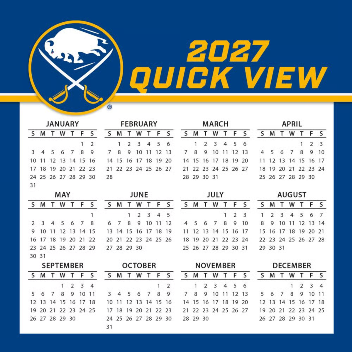 Buffalo Sabres 2027 Daily Sports Desk Calendar