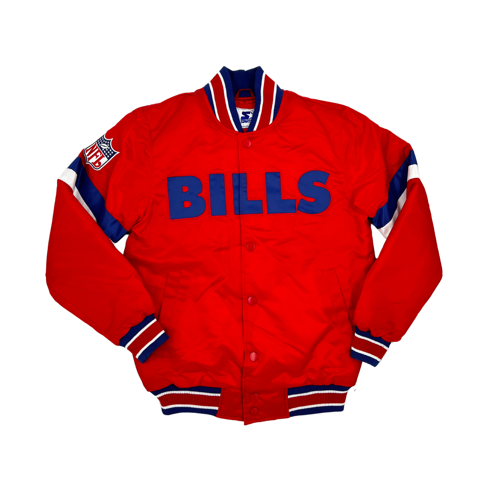 Buffalo Bills Red Satin Varsity Snap Up Starter Jacket