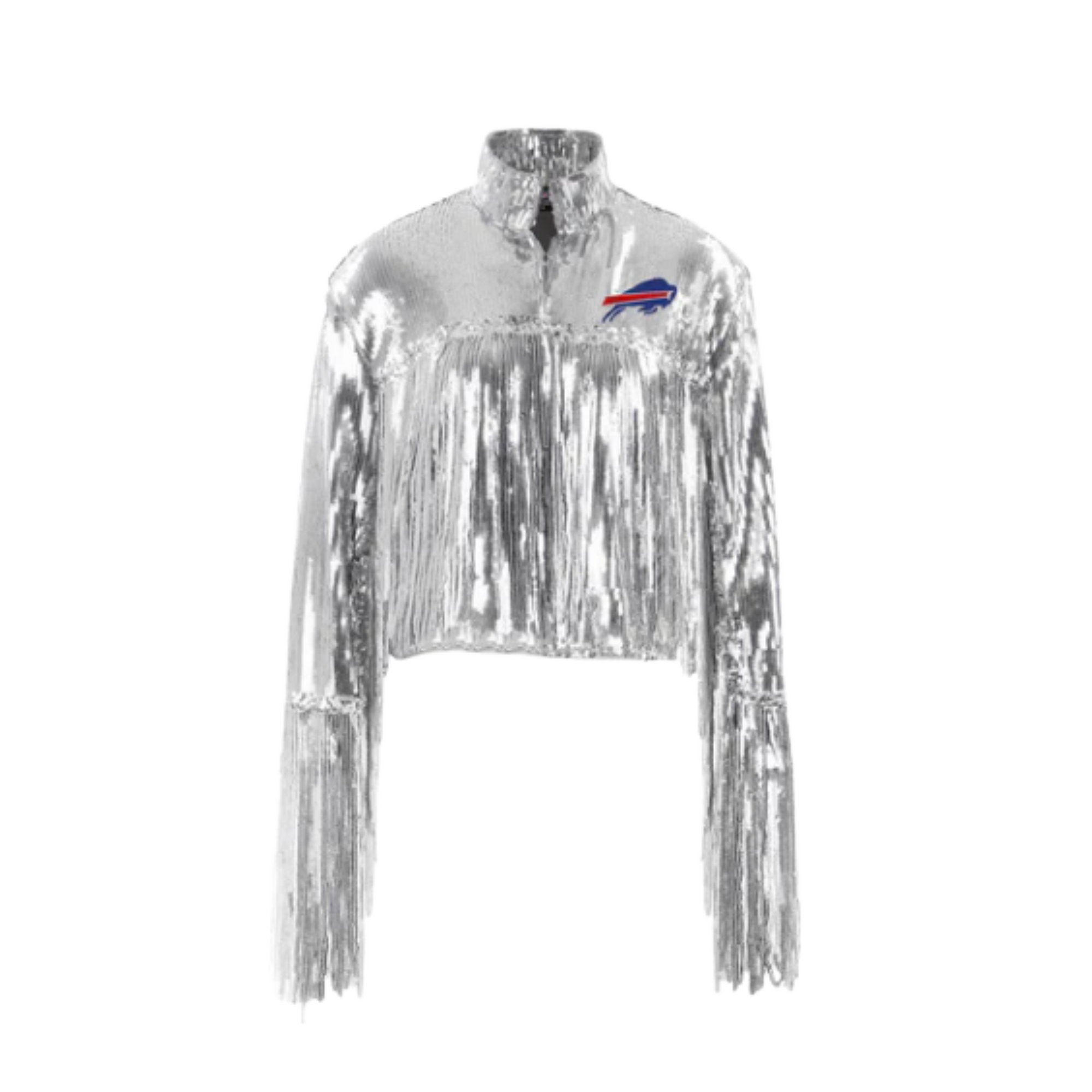 Women's Cuce Buffalo Bills Sequin Blazer With Fringe Detail