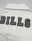 Women's Buffalo Bills Oversized Cropped White Denim Jacket