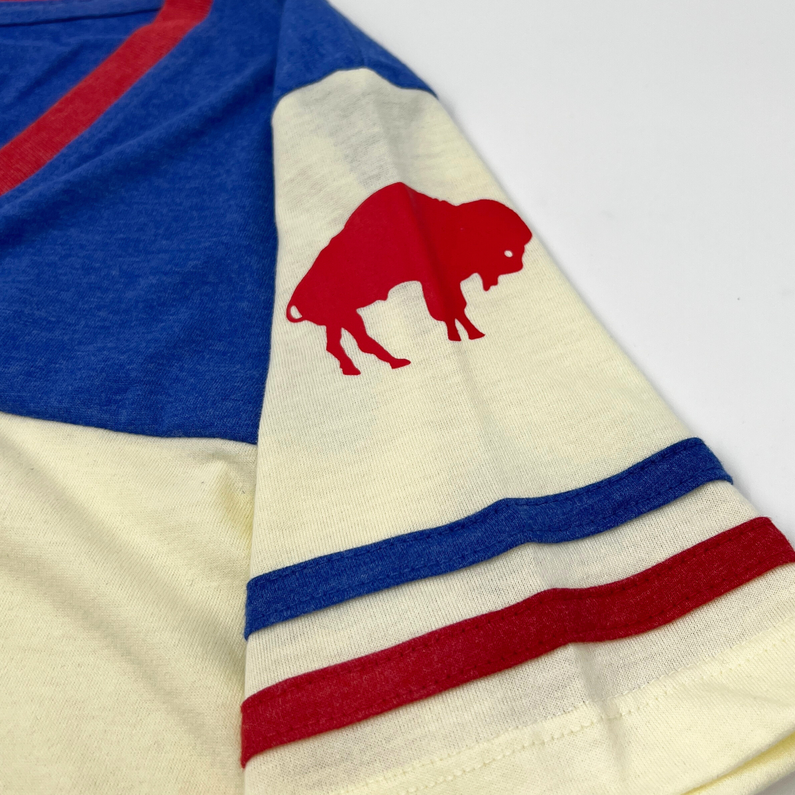 Women's New Era Cream Buffalo Bills Split T-Shirt