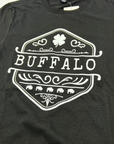 Vintage Buffalo Design With Clover Black Short Sleeve Shirt