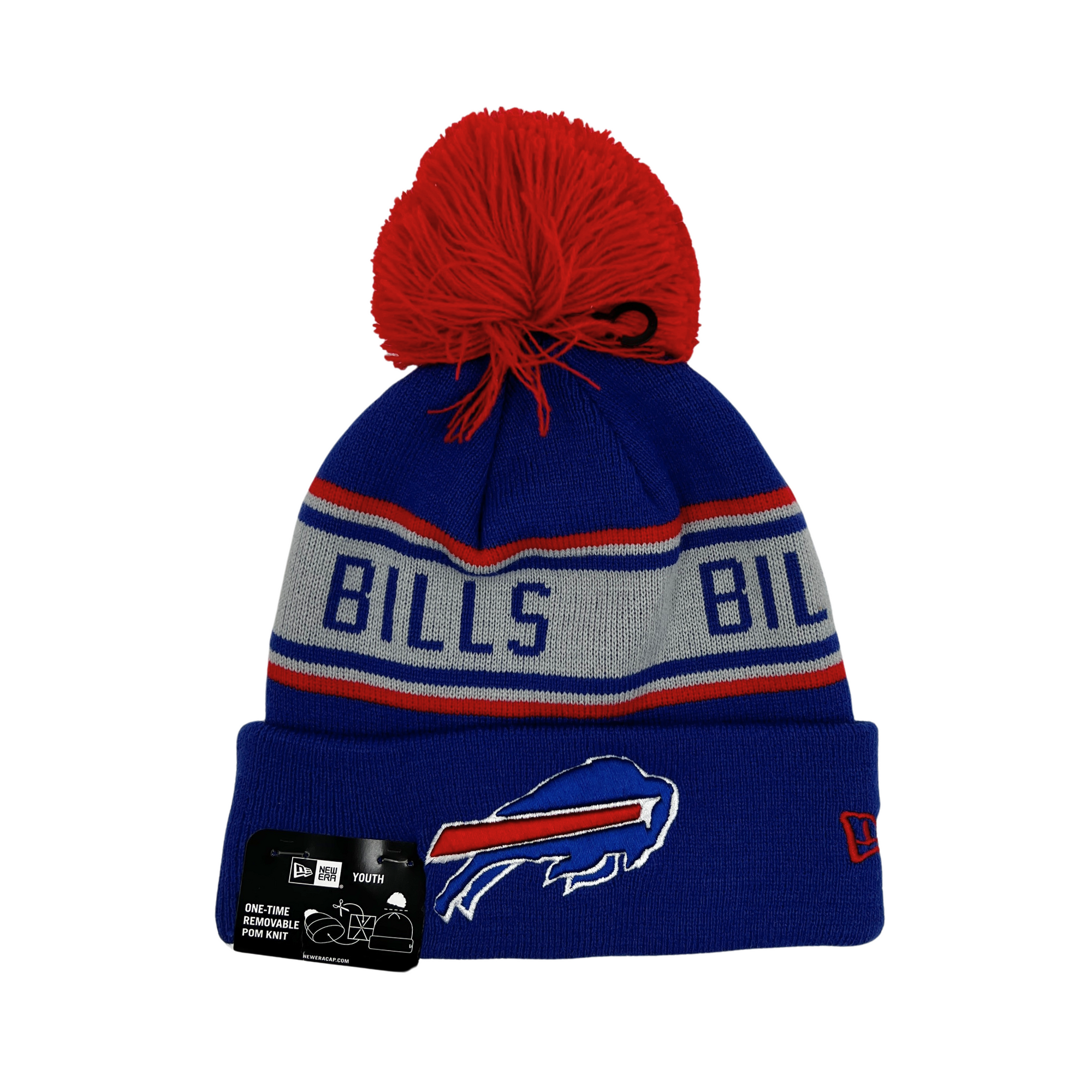 Youth New Era Buffalo Bills Royal With Gray Stripe Knit Hat