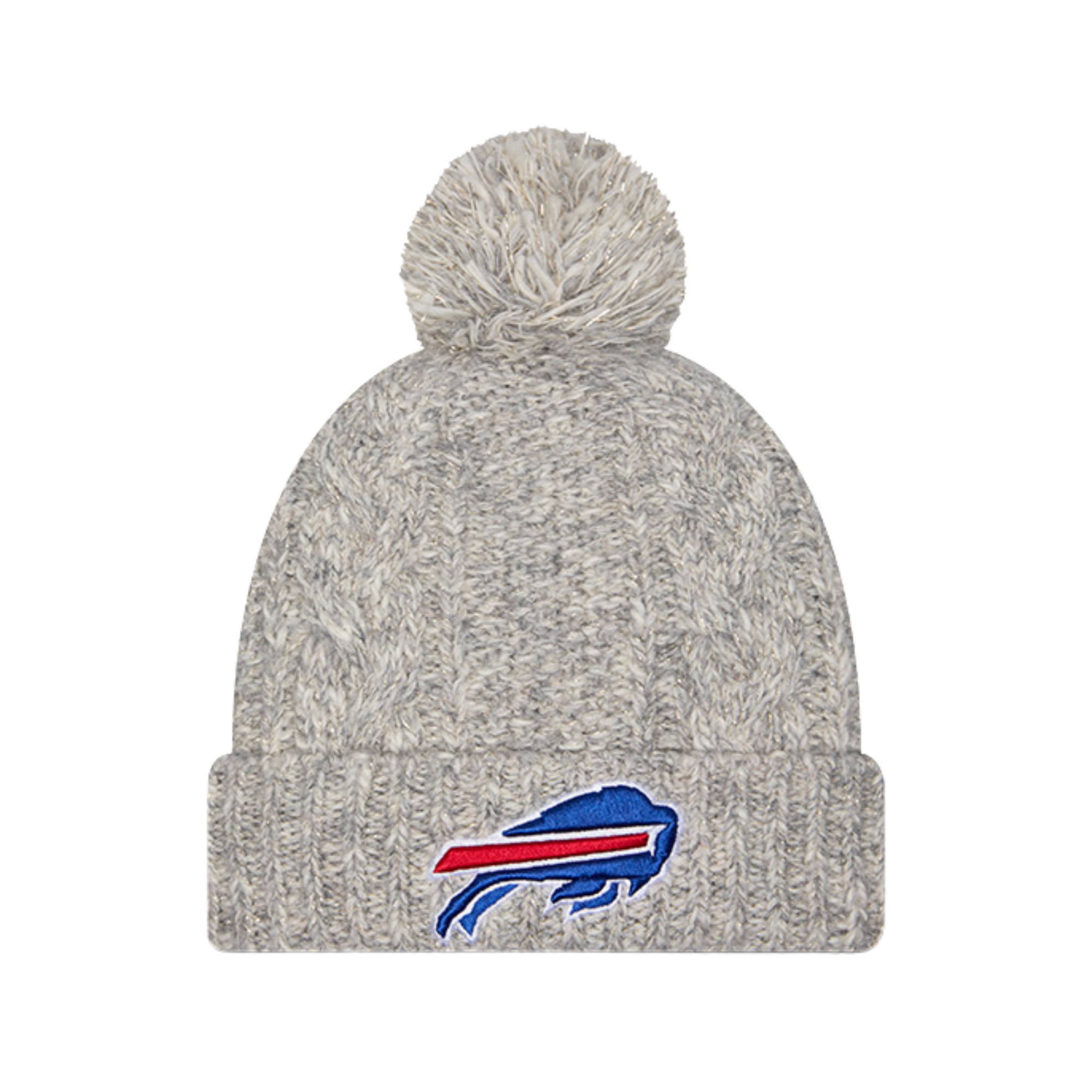 Youth Girls New Era Bills Gray Shimmer Knit Pom