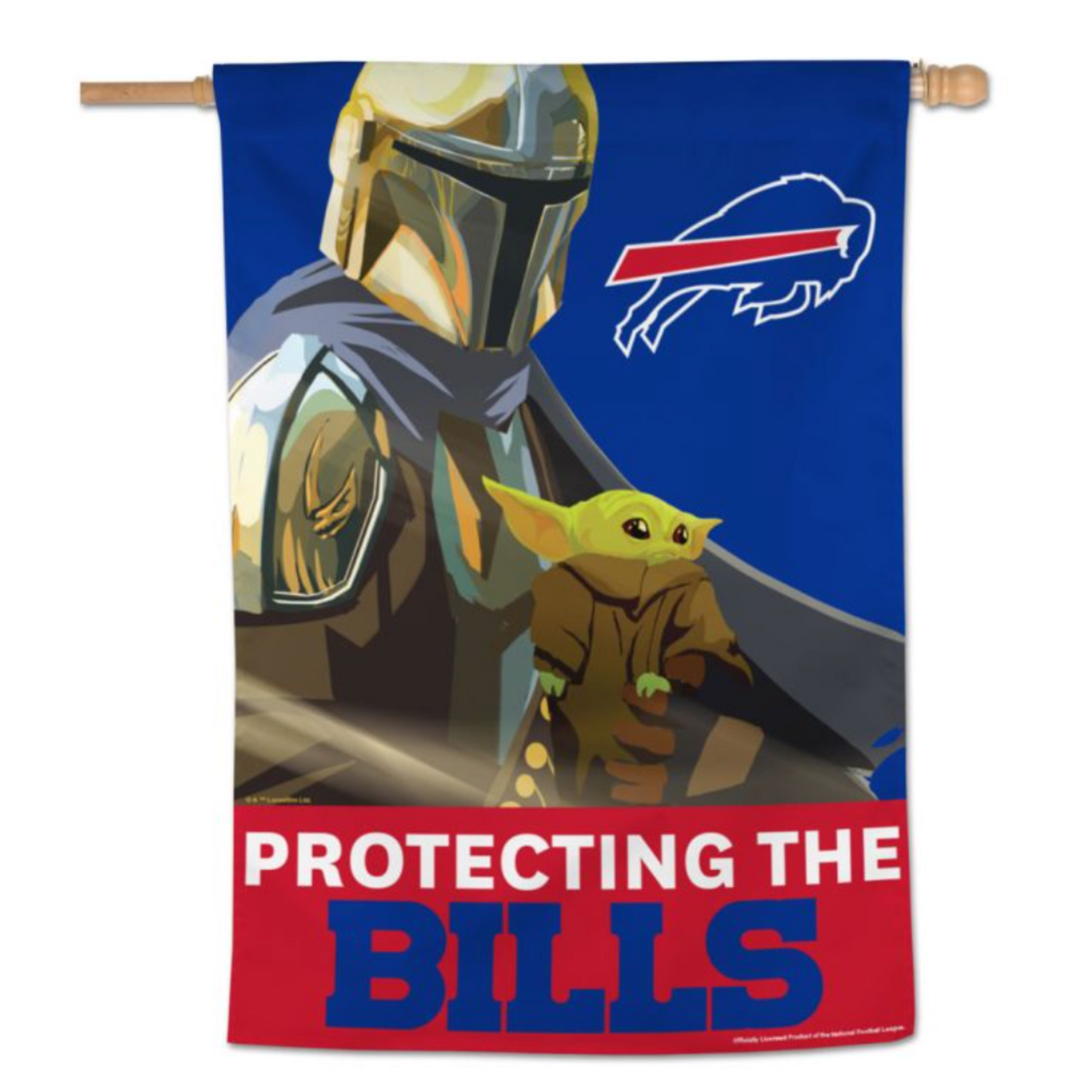 Buffalo Bills x Mandalorian "Protecting the Bills" Star Wars Vertical Flag