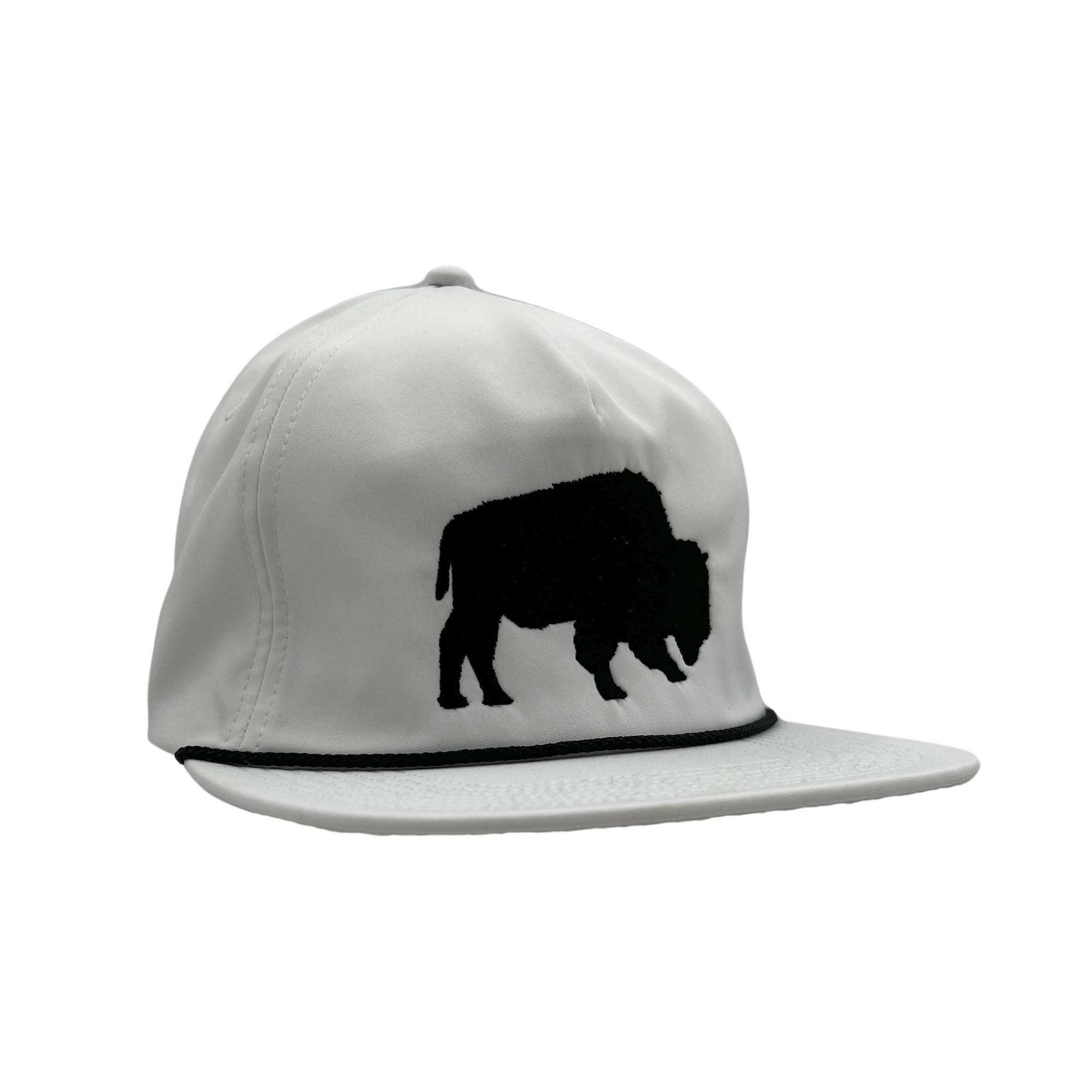 Black Buffalo With Rope White Snapback Hat