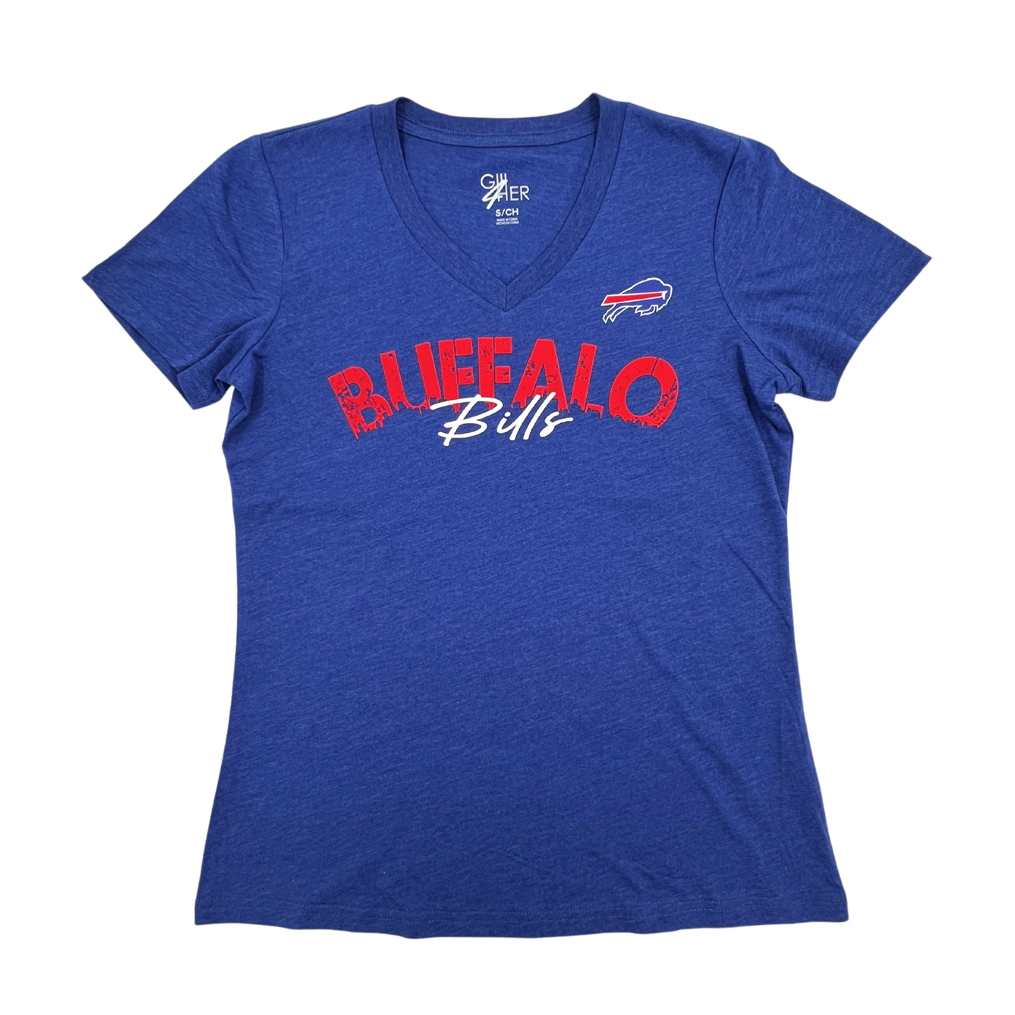 Women's Buffalo Bills 4 Her Heather Blue V-Neck Shirt