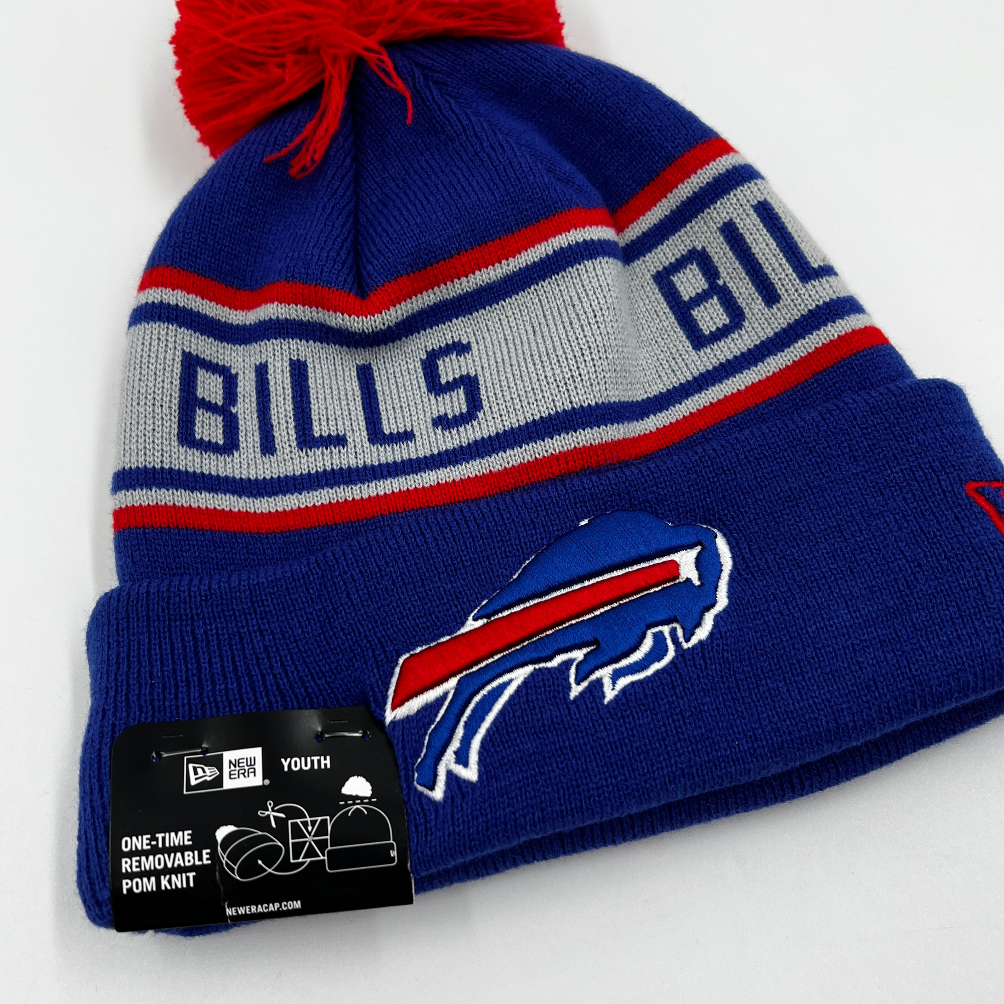 Youth New Era Buffalo Bills Royal With Gray Stripe Knit Hat