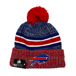 New Era Bills Team Stripe 2023 Sideline Pom Knit Hat
