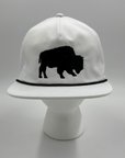 Black Embroidered Buffalo With Rope White Snapback Hat