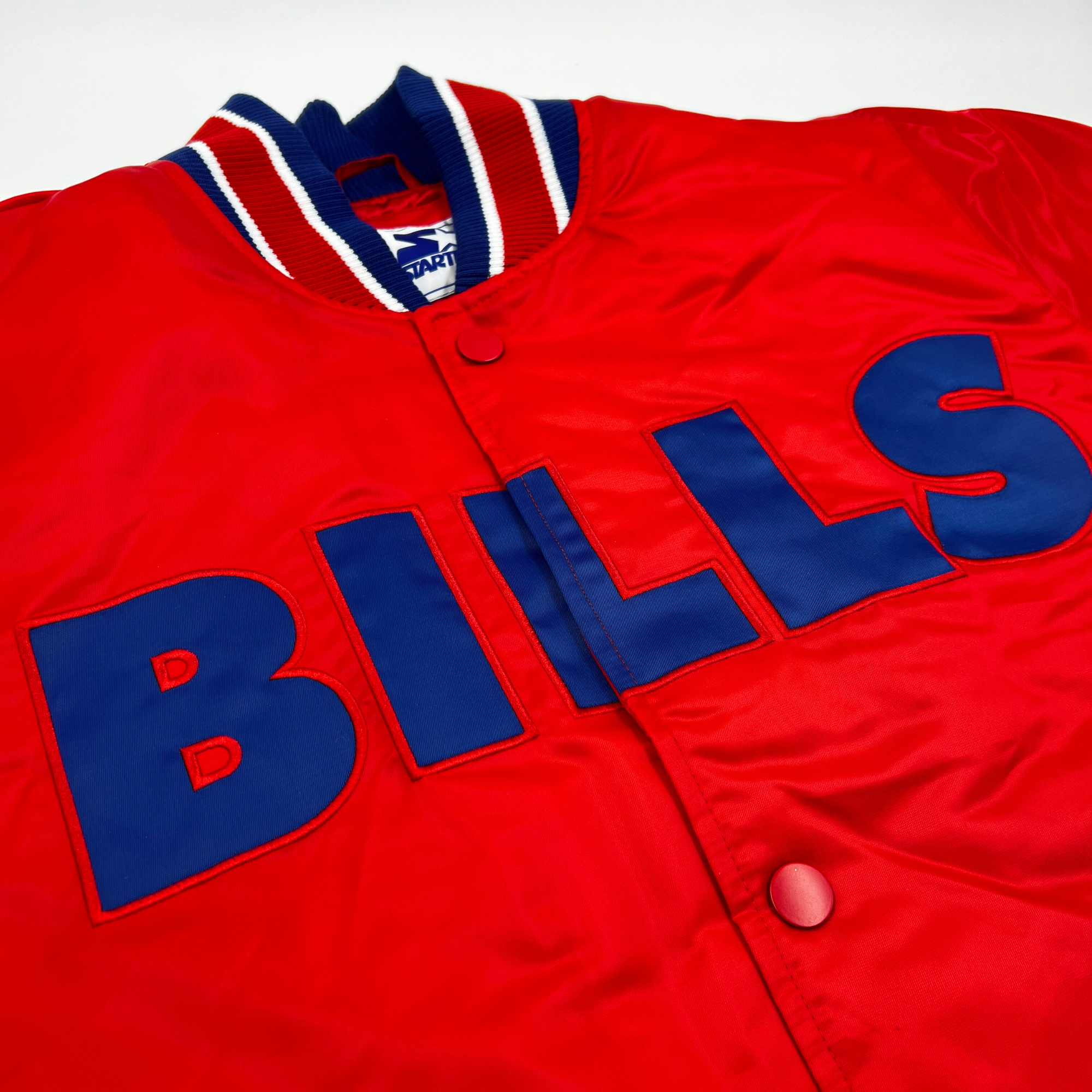 Buffalo Bills Red Satin Varsity Snap Up Starter Jacket