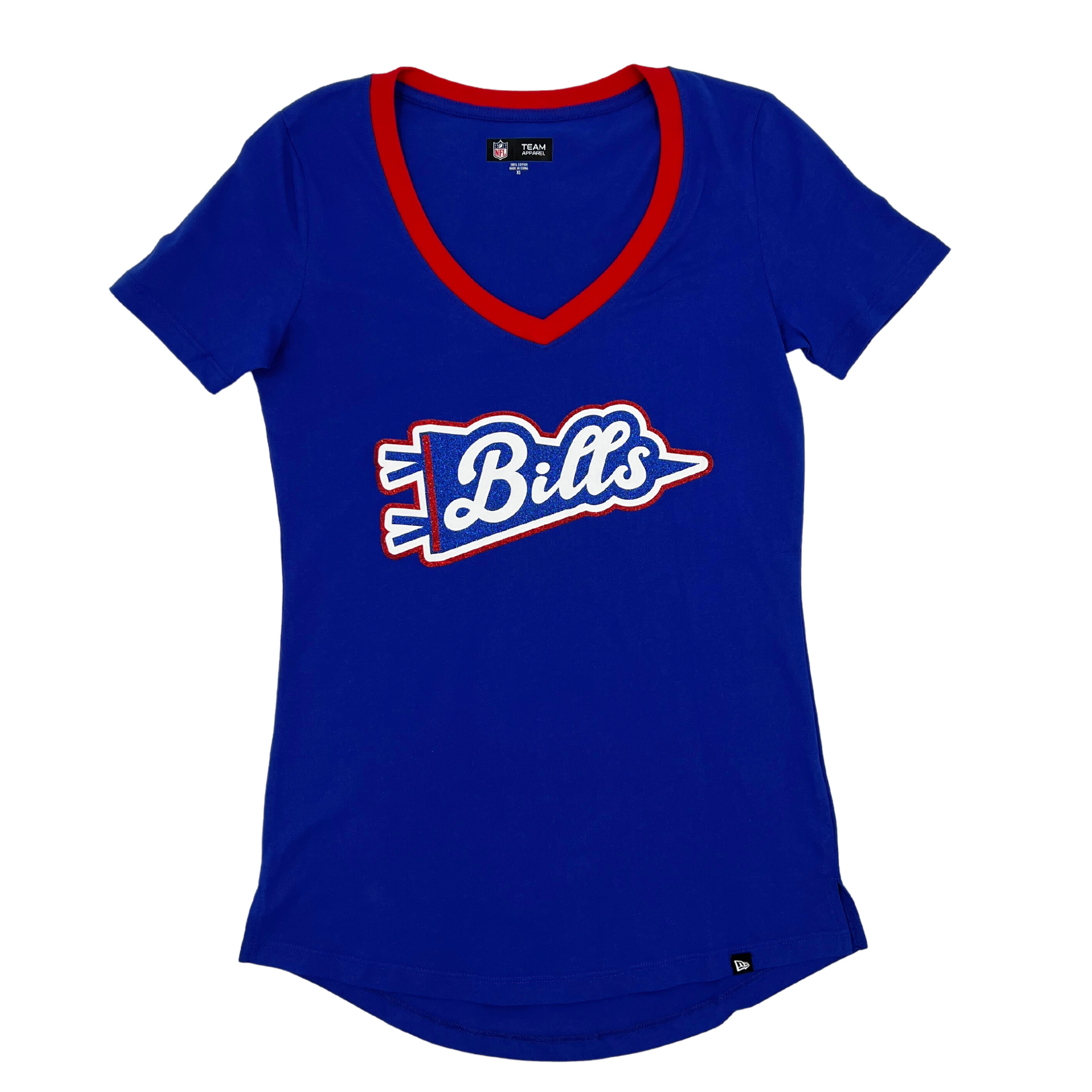 Buffalo Bills New Era Women's Raglan Lace-Up T-Shirt - Royal