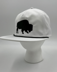 Black Embroidered Buffalo With Rope White Snapback Hat