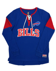 Women's New Era Bills Throwback Royal Lace Up Long Sleeve Shirt