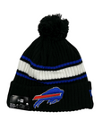 New Era Buffalo Bills Black With White & Royal Stripe Winter Knit Hat