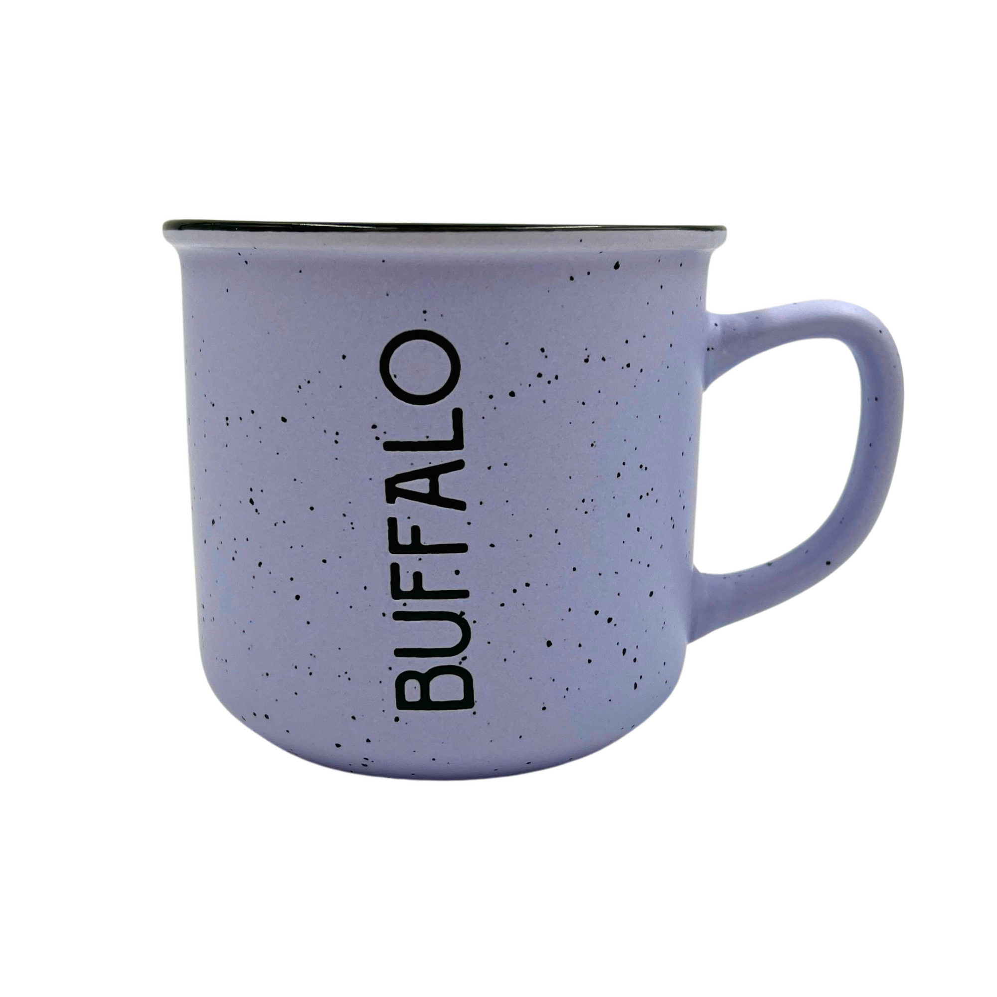 Pastel Purple Speckled Buffalo Wordmark Camper Mug