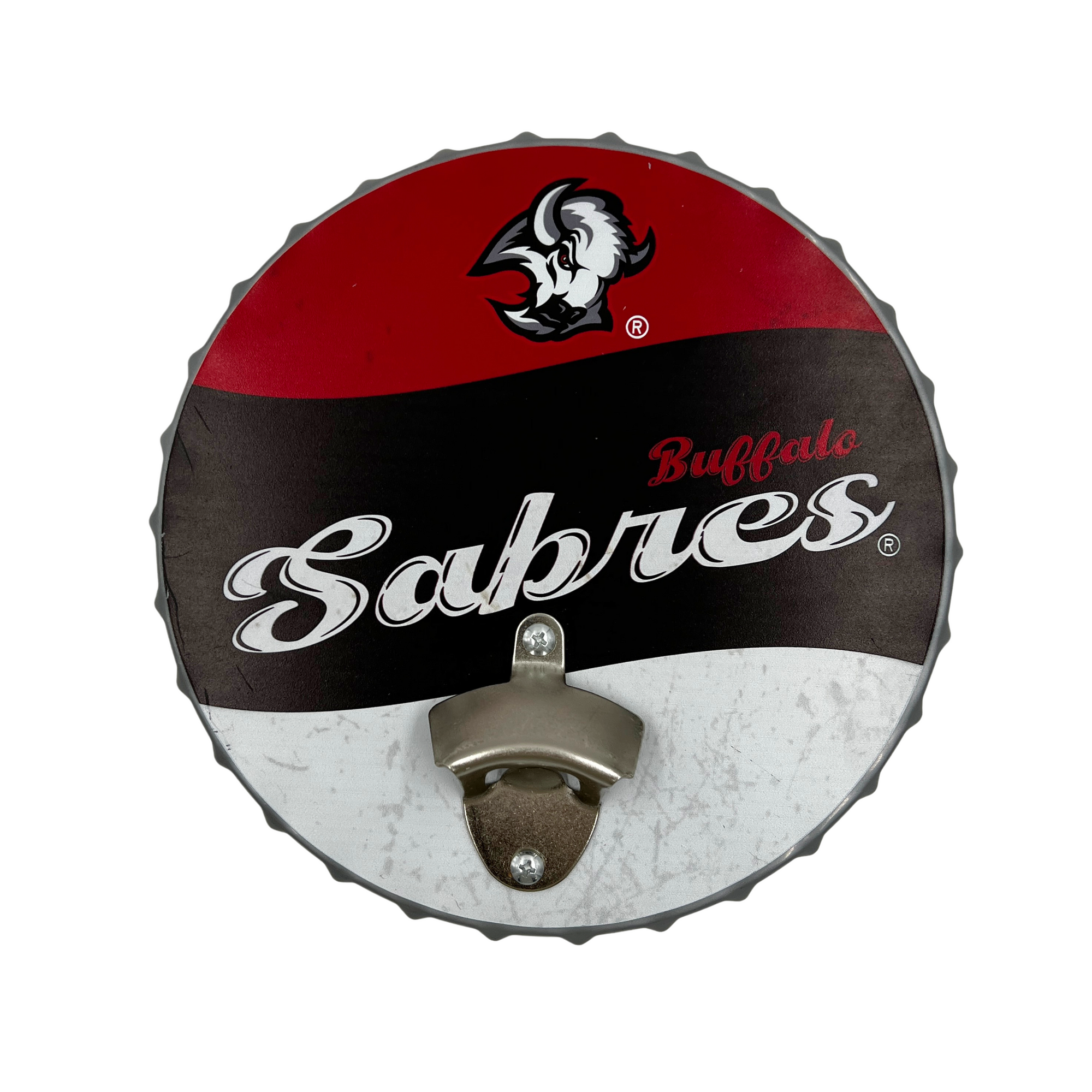 Buffalo Sabres Black & Red Metal Bottle Cap Opener Sign
