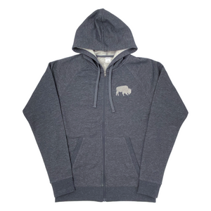 BFLO With Embroidered Buffalo Charcoal Gray Zip-Up Hoodie