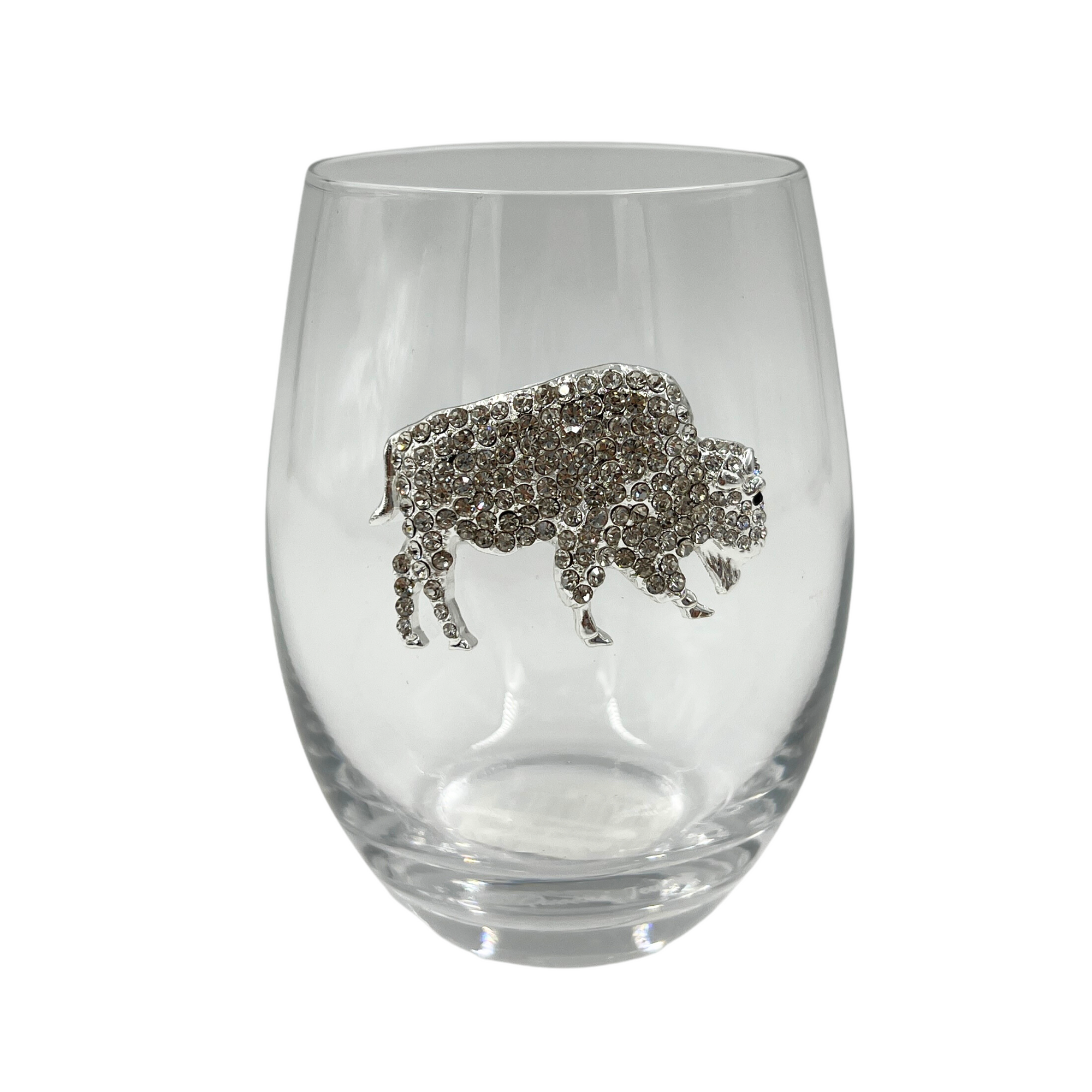 BFLO Silver Jeweled Handcrafted Stemless Wine Glass