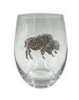 BFLO Silver Jeweled Handcrafted Stemless Wine Glass