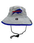 New Era Buffalo Bills Heather Gray Bucket Hat with charging buffalo logo