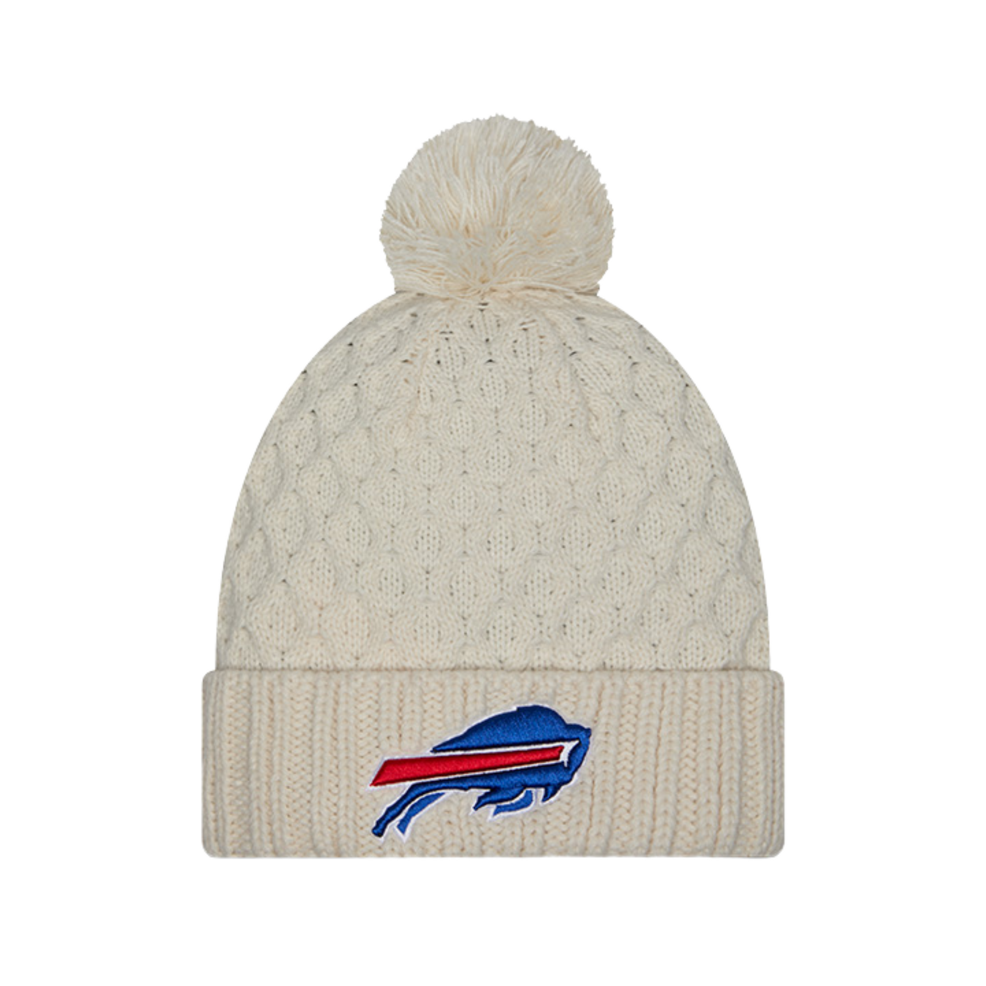 Youth girls new era bills ivory chunky pom knit