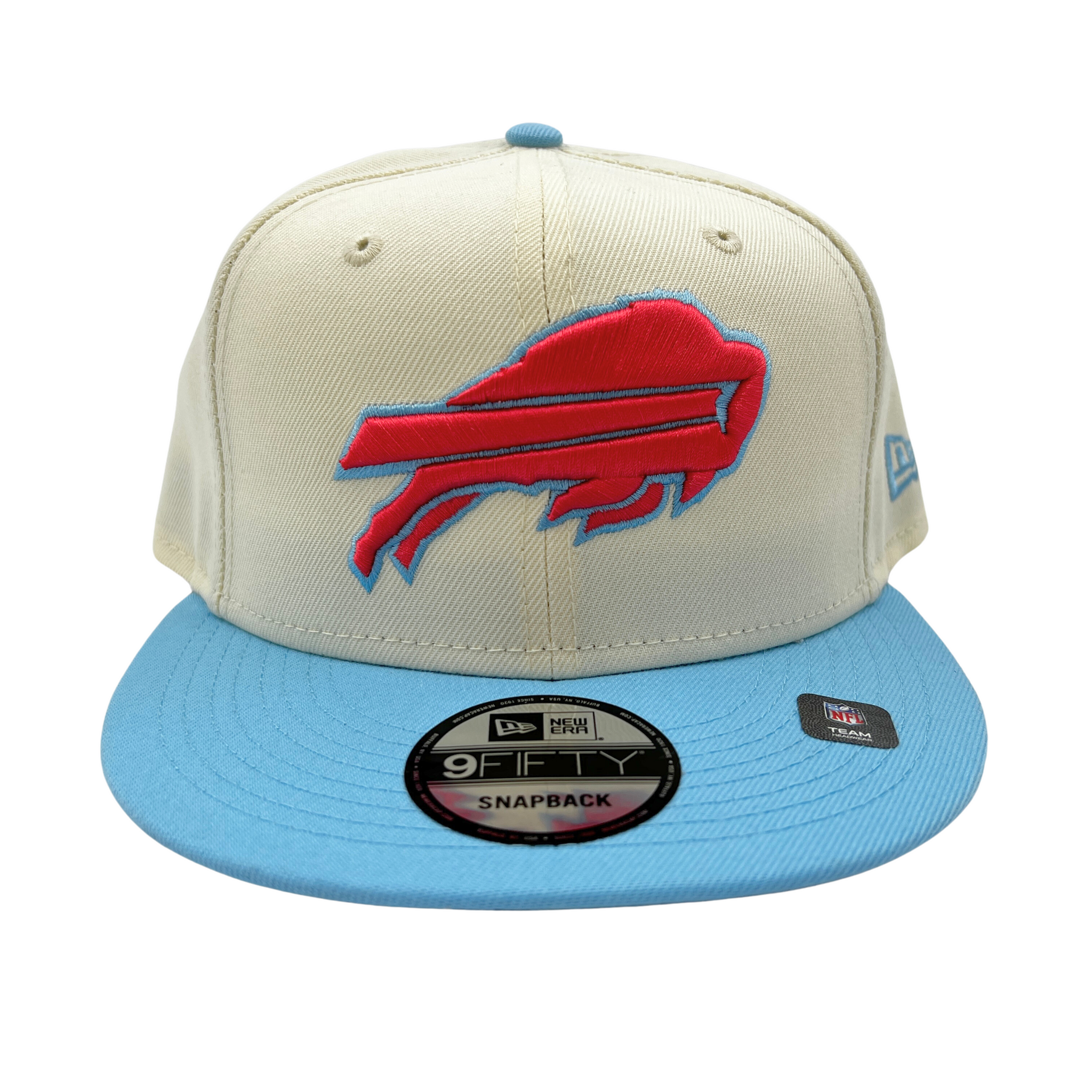 New Era Bills 9Fifty Cream, Light Blue, & Pink 2023 Colorpack Snapback Hat