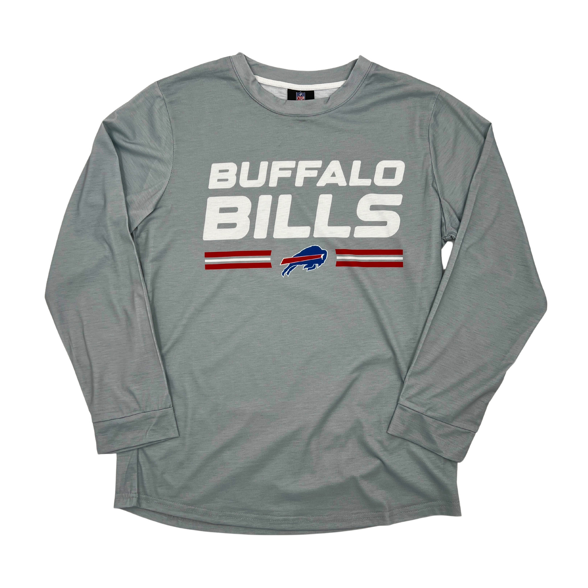 Buffalo Bills Wordmark With Logo Ash Gray Long Sleeve Shirt