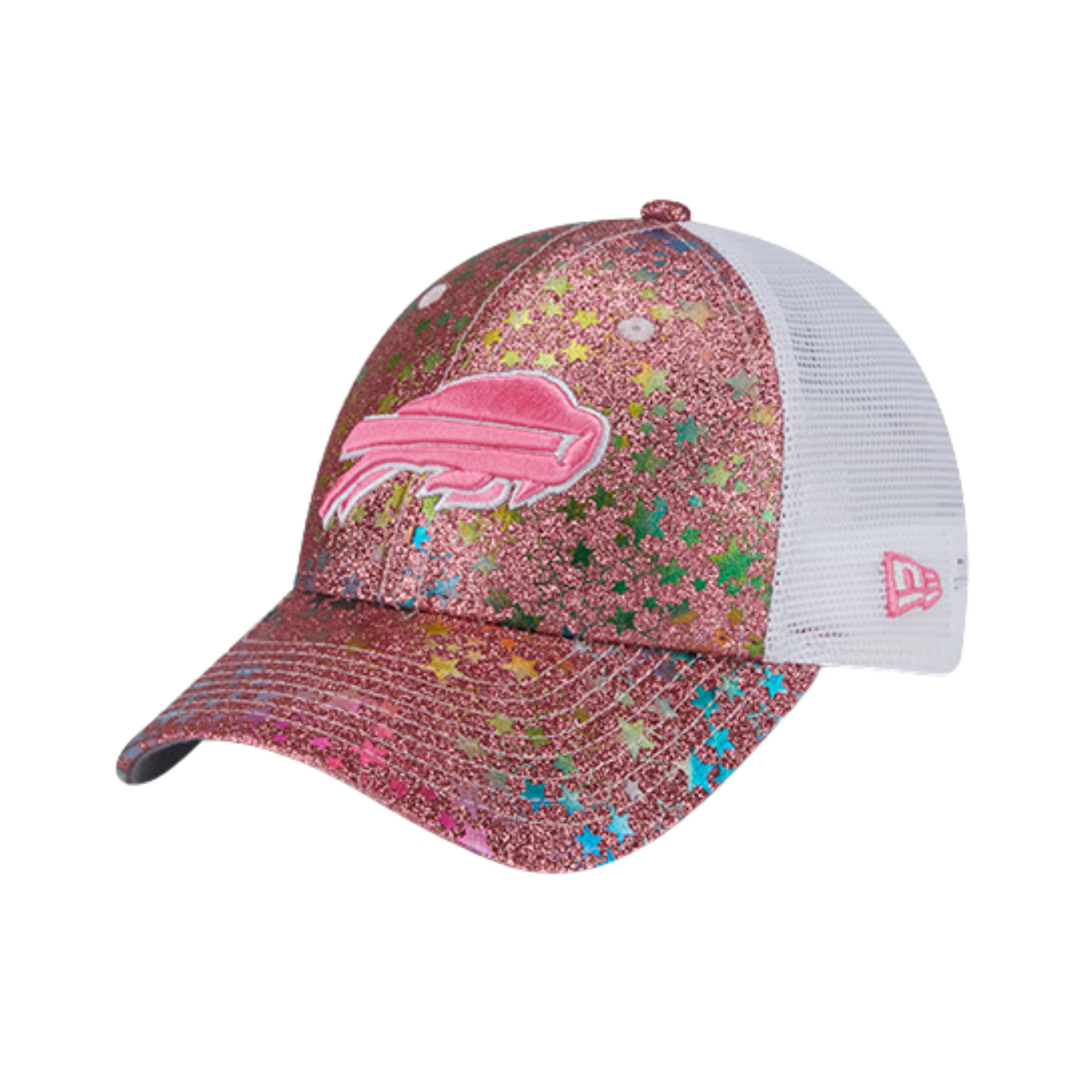 Youth Girls New Era 9FORTY Bills Sparkle Hearts Pink Hat