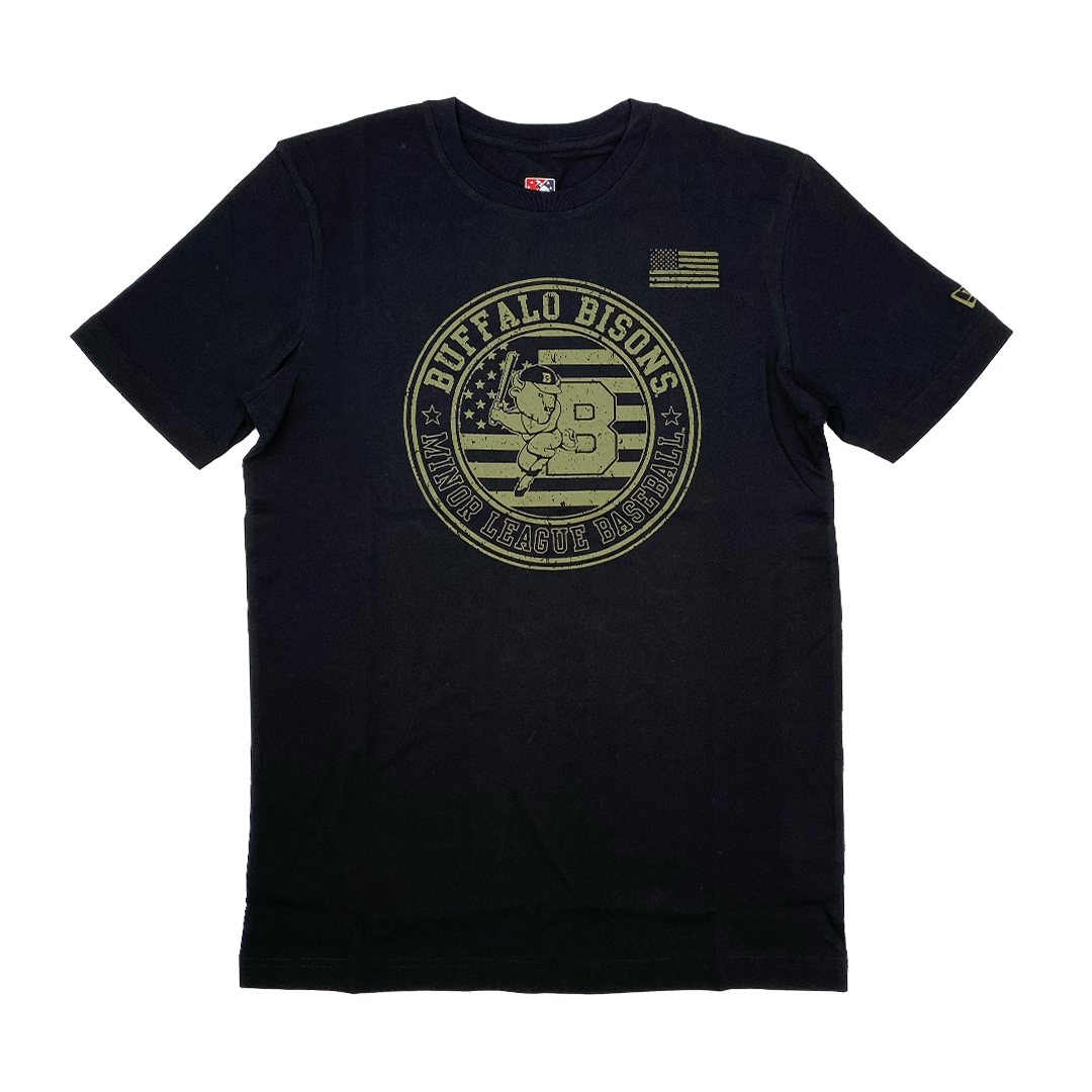 New Era Black BFLO Armed Bisons Forces The Store T-Shirt | Buffalo