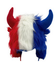 Furry Red, White, & Blue Bison Winter Hat